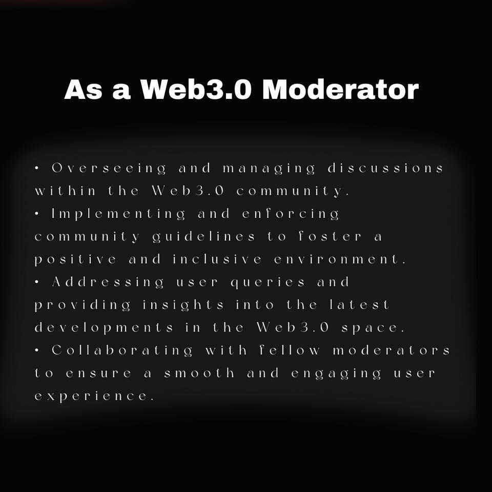 As a Web3.0 Moderator